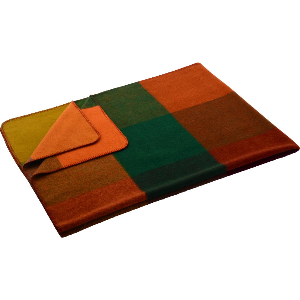 Baby-+Kinder-Decke MONZA in Grün+Rot+Orange+Gelb Muster Gemustert von Steinbeck Größe 100x150 cm