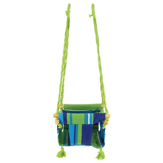 Baby-Schaukel ADRIANA in Atlantik+Dunkelblau+Grün Blau+Blau+Grün Muster Streifen von GLOBO Größe 28x26 cm