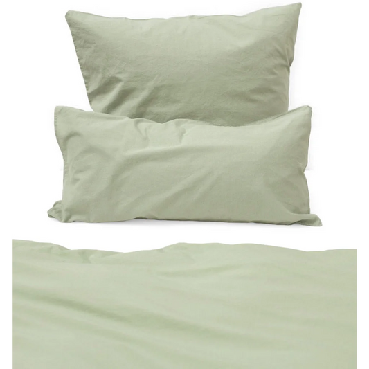Baumwoll-+Leinen-Mix Bettwäsche Kissenbezug in Hellgrün Grün von erlich textil Größe 65x100 cm