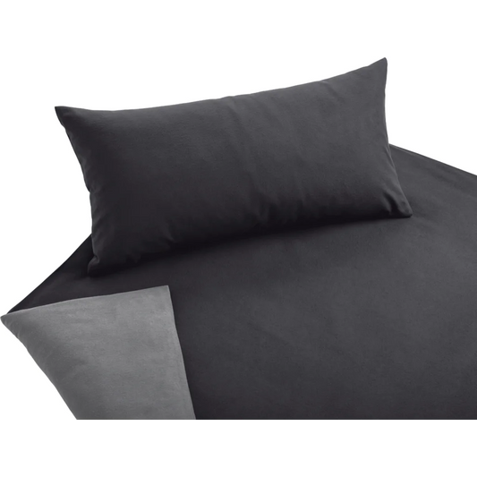Bio Edel-Biber Wendebettwäsche Garnitur 3-teilig in Anthrazit+Silber Grau von Cotonea Größe 200x220 + 2x 40x80 cm