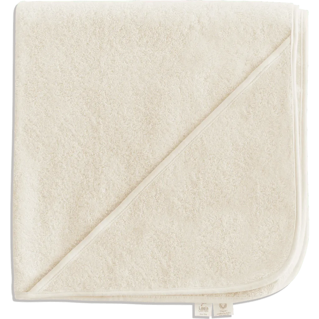 Bio Frottier Baby-Kapuzenbadetuch in Creme von Leela Cotton Größe 80x80 cm