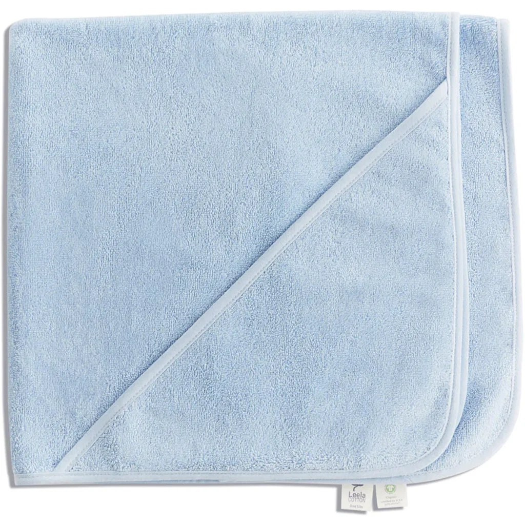 Bio Frottier Baby-Kapuzenbadetuch in Hellblau Blau von Leela Cotton Größe 80x80 cm