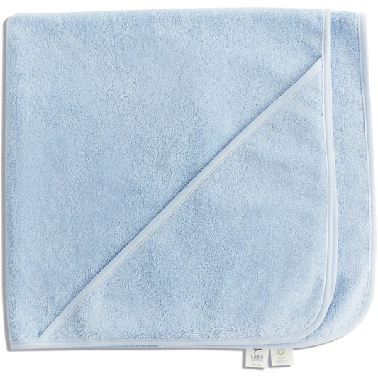 Bio Frottier Baby-Kapuzenbadetuch in Hellblau Blau von Leela Cotton Größe 80x80 cm
