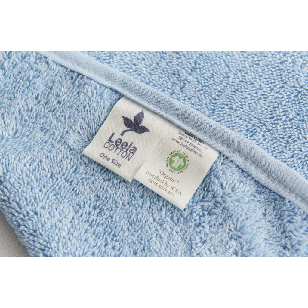 Bio Frottier Baby-Kapuzenbadetuch in Hellblau Blau von Leela Cotton Größe 80x80 cm