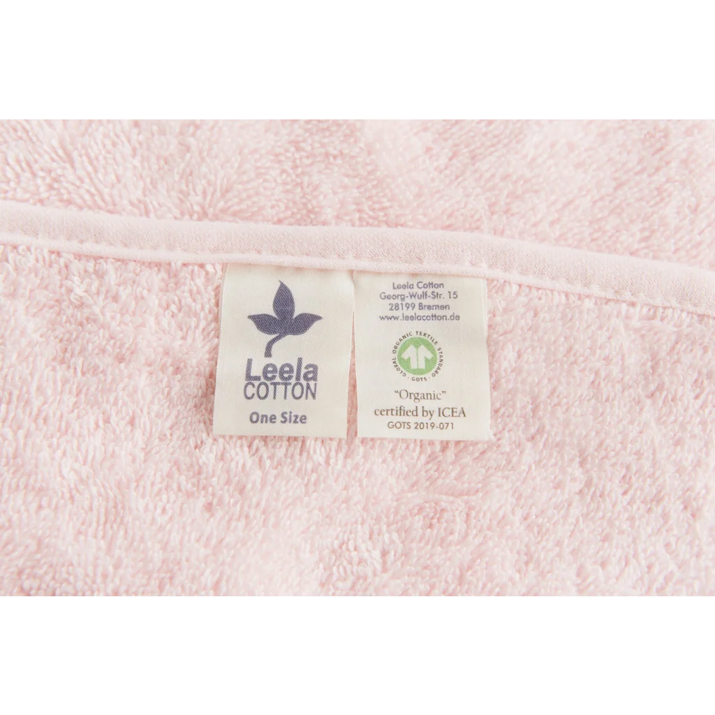 Bio Frottier Baby-Kapuzenbadetuch in Rosa von Leela Cotton Größe 80x80 cm