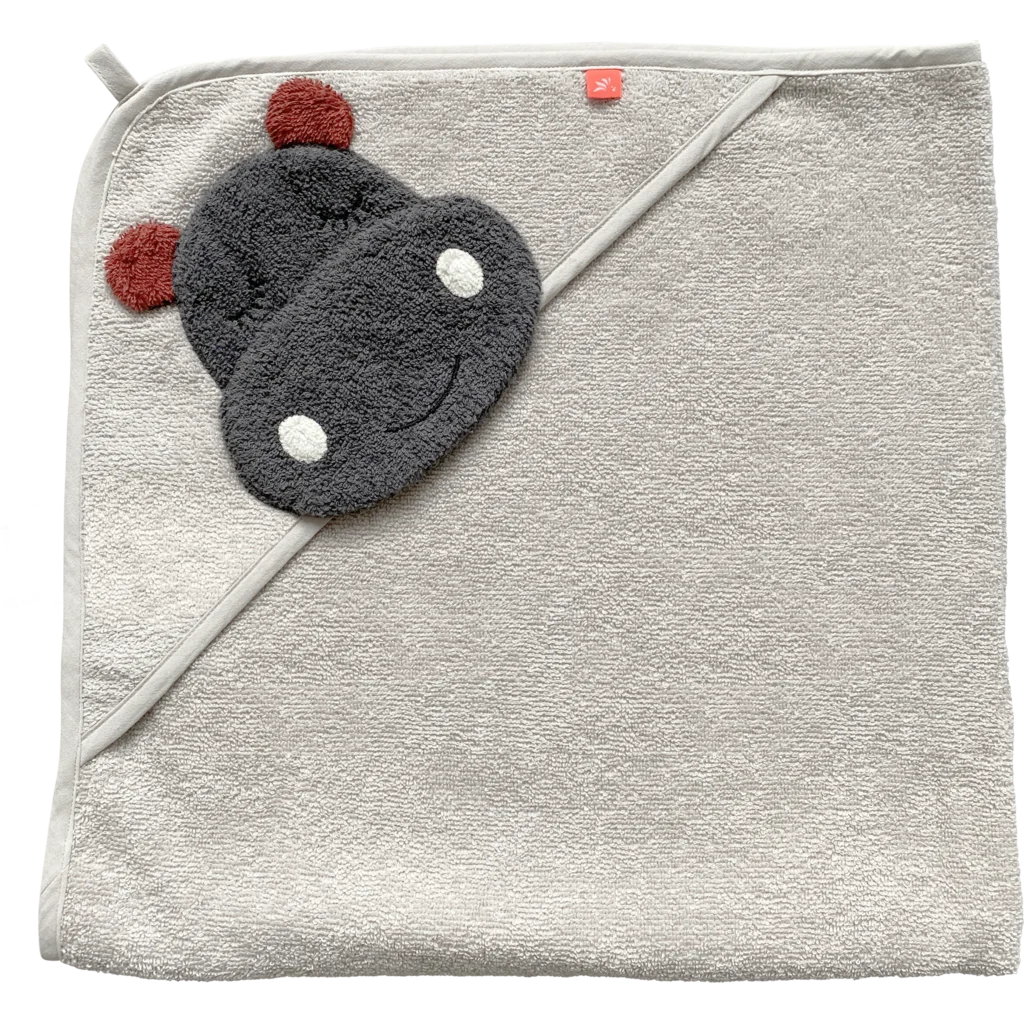 Bio Frottier Baby-Kapuzenbadetuch Nilpferd in Muster Nilpferd von kikadu Größe 80x80 cm