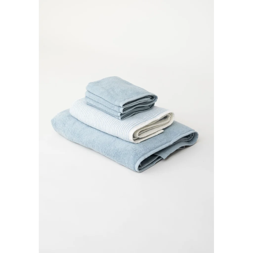 Bio Frottier Gästetuch Streifen 2er-Pack in Himmelblau+Weiß Blau+Weiß Muster Streifen von MELA home Größe 30x50 cm