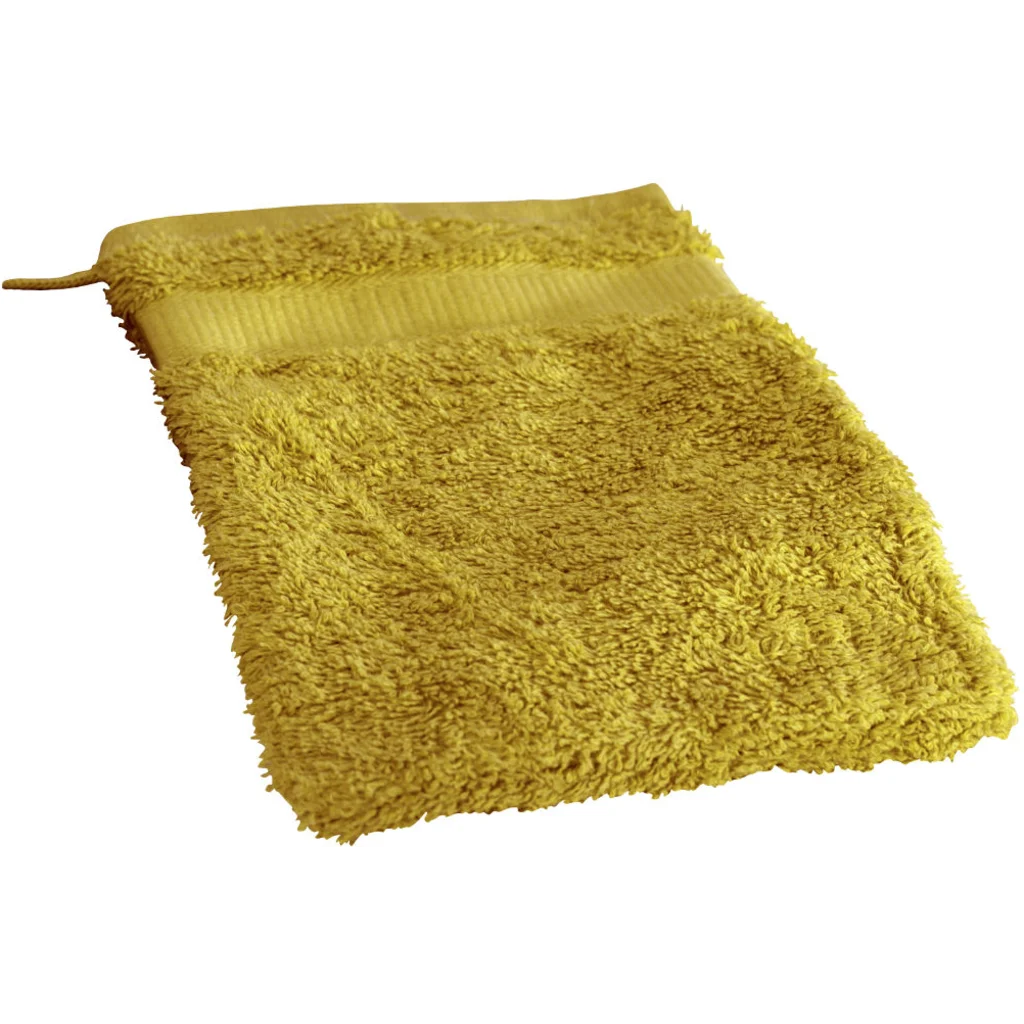 Bio Frottier Waschhandschuh in Curry Gelb von Cotonea Größe 16x21 cm