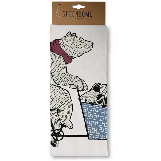 Bio Geschirrtuch Bär in Muster Bär von Greenbomb Größe 50x70 cm
