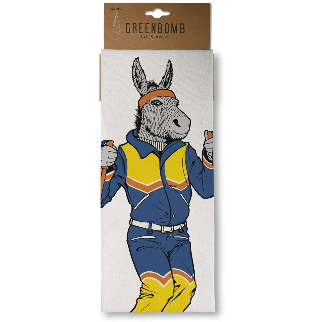 Bio Geschirrtuch Esel in Muster Esel von Greenbomb Größe 50x70 cm