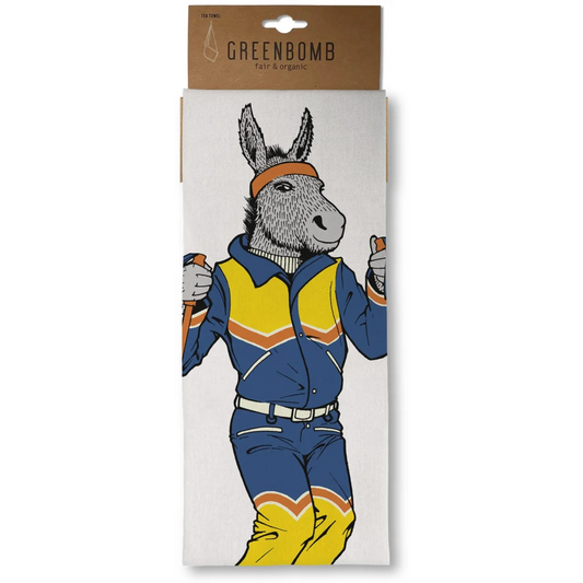 Bio Geschirrtuch Esel in Muster Esel von Greenbomb Größe 50x70 cm