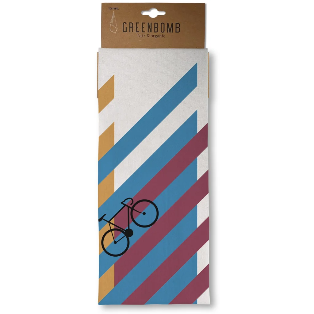 Bio Geschirrtuch Fahrrad in Muster Fahrrad von Greenbomb Größe 50x70 cm