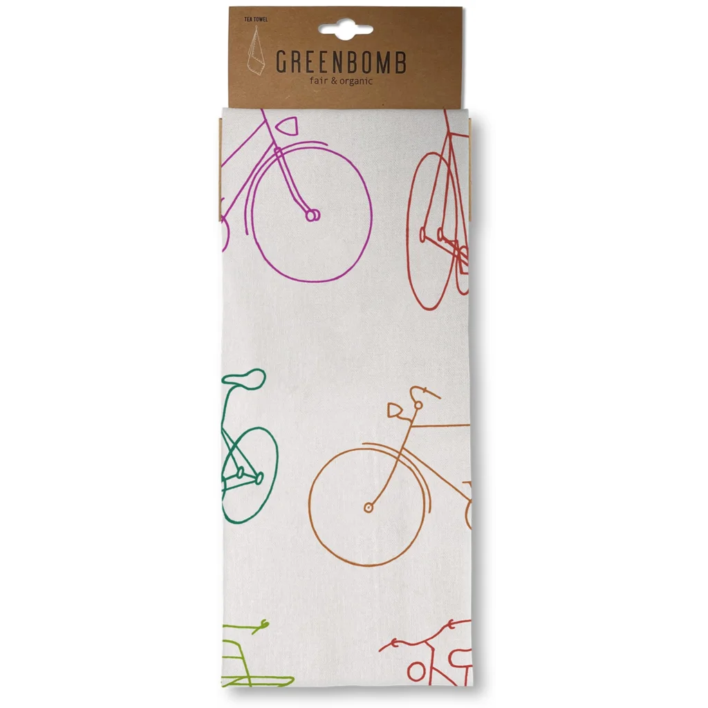 Bio Geschirrtuch Fahrrad in Muster Fahrrad von Greenbomb Größe 50x70 cm