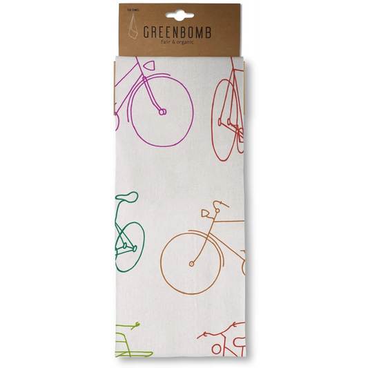 Bio Geschirrtuch Fahrrad in Muster Fahrrad von Greenbomb Größe 50x70 cm