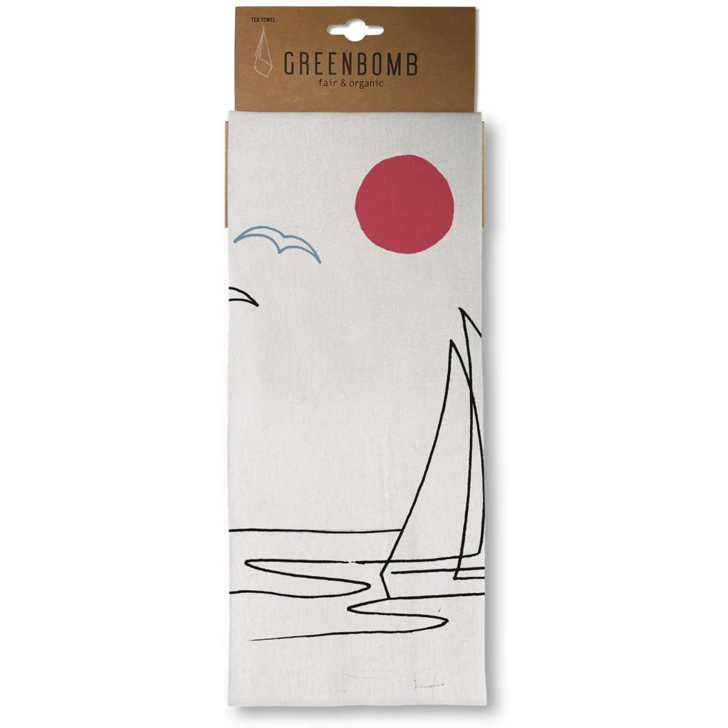 Bio Geschirrtuch Segelboote in Muster Segelboote von Greenbomb Größe 50x70 cm