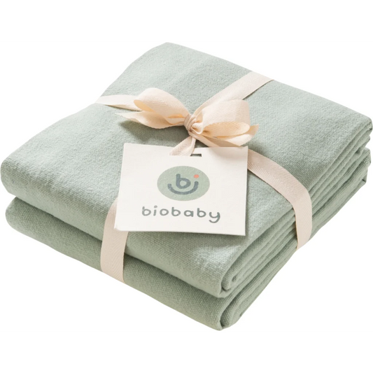 Bio Molton Baby-Decke 2er-Pack in Mint Grün von biobaby Größe 80x80 cm