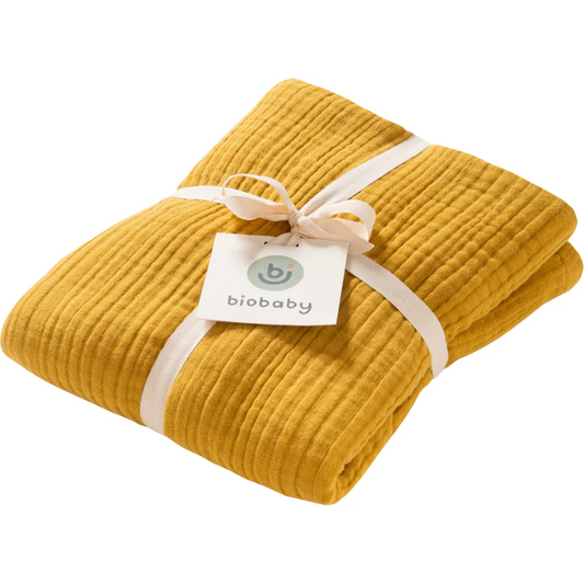 Bio Musselin Baby-Decke in Senfgelb Gelb von biobaby Größe 105x105 cm