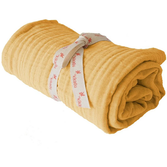 Bio Musselin Baby-Tuch in Senfgelb Gelb von kikadu Größe 110x110 cm