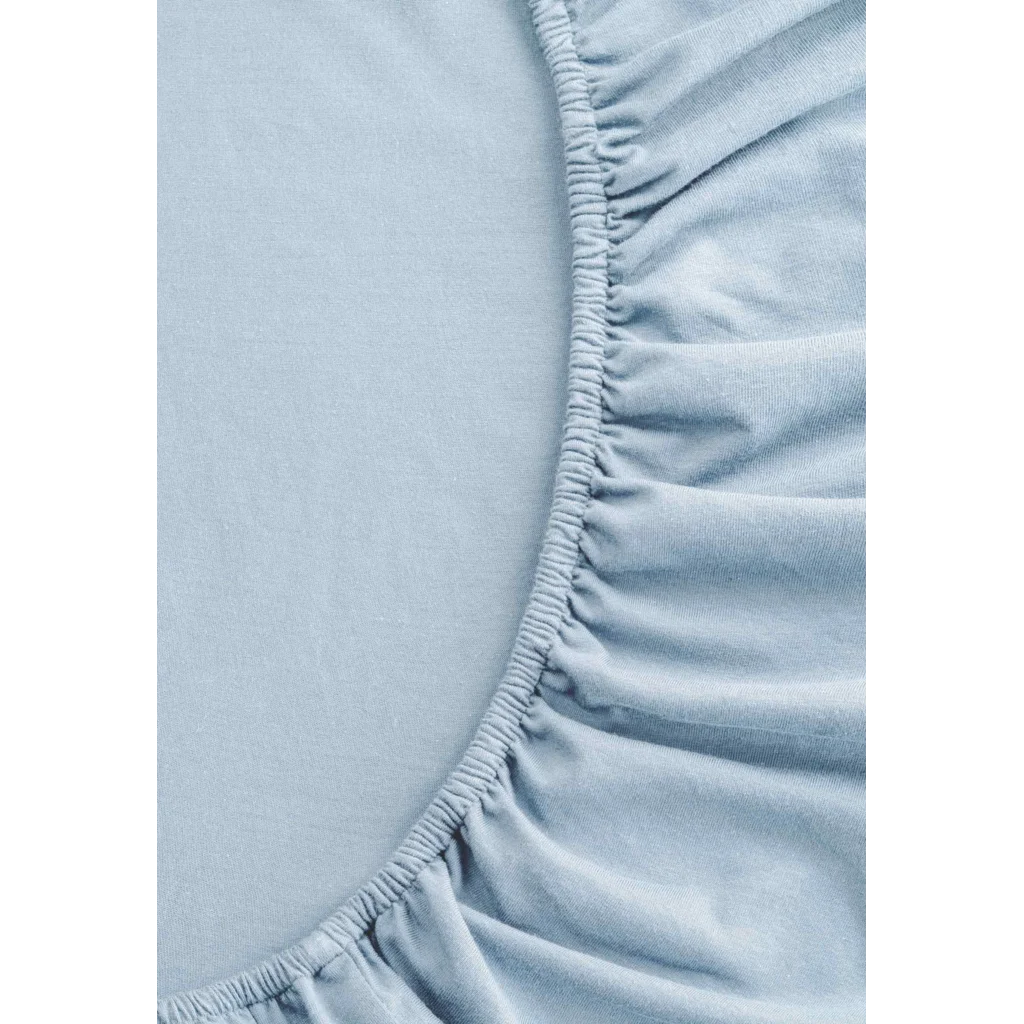 Bio Single-Jersey Spannbettlaken für Boxspringbetten in Standardgröße - Einzelbett in Himmelblau Blau von MELA home Größe 90x200 cm