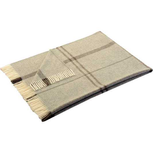 Decke ISOLA in Hellgrau+Cappuccino Grau+Braun Muster Gemustert von Steinbeck Größe 130x190 cm (inkl. Fransen)