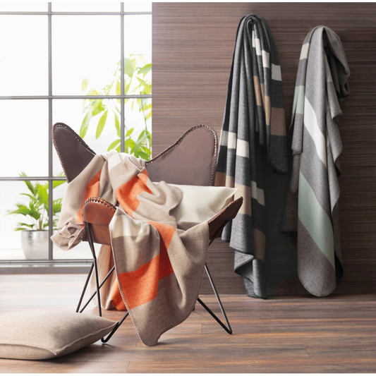 Decke LIVERPOOL in Sand+Orange Muster Streifen von Eagle Products Größe 150x200 cm