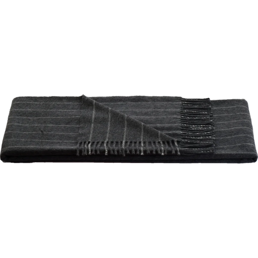 Decke MAILAND in Anthrazit+Hellgrau Grau+Grau Muster Streifen von Steinbeck Größe 130x190 cm (inkl. Fransen)