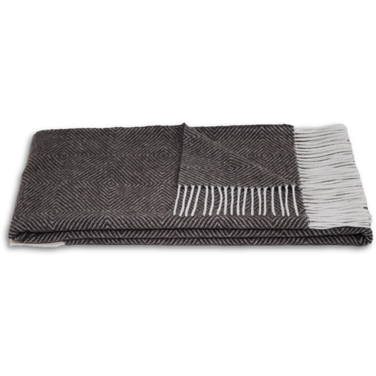 Decke mit Diamant-Muster SOFIA in Braun+Creme Muster Diamant von Steinbeck Größe 130x190 cm (inkl. Fransen)