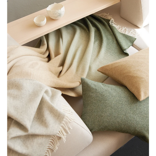 Decke mit Farbverlauf in Creme+Grün Muster Farbverlauf von Eagle Products Größe 130x210 cm