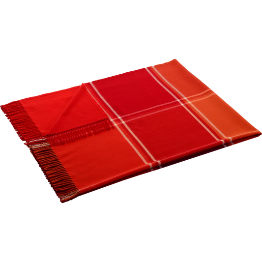 Decke RUBENS in Rot+Orange+Weiß Muster Gemustert von Steinbeck Größe 130x190 cm (inkl. Fransen)