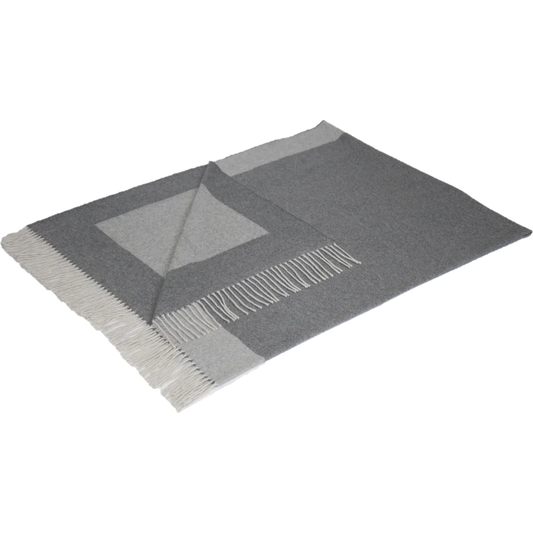Doubleface Decke FINO in Grau+Hellgrau Grau+Grau Muster Gemustert von Steinbeck Größe 130x190 cm (inkl. Fransen)