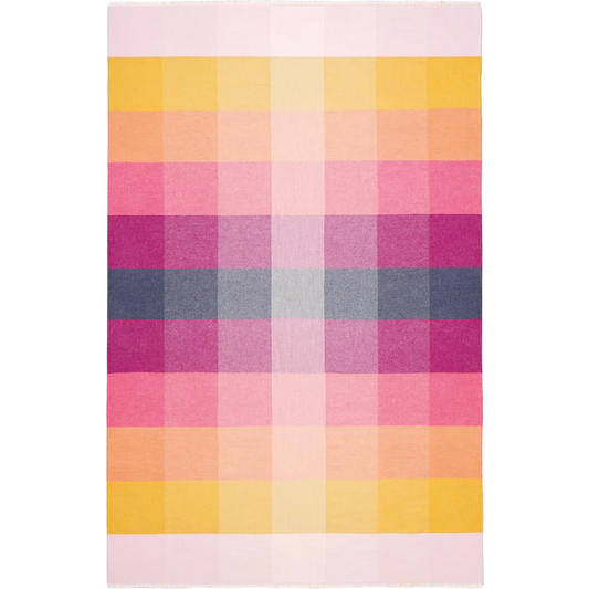 Doubleface Decke KRETA in Rosa+Gelb+Pink+Dunkelblau Rosa+Gelb+Pink+Blau Muster Karo von Eagle Products Größe 135x200 cm