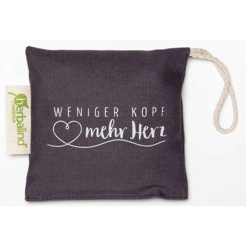Duftsachet mit Füllung Lavendel in Anthrazit Grau Muster Unifarben mit Aufdruck von herbalind Größe 10x10 cm