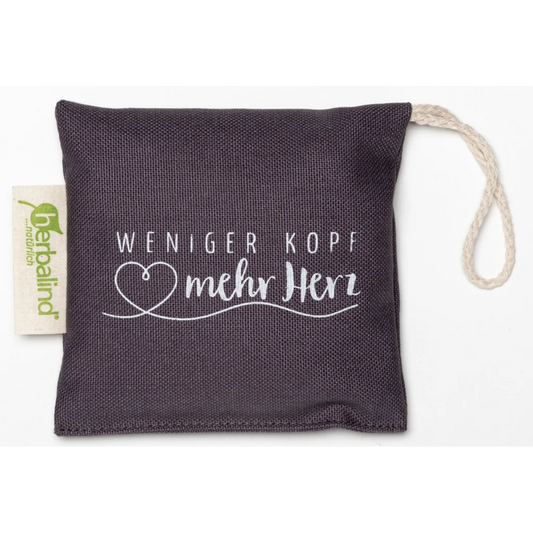 Duftsachet mit Füllung Lavendel in Anthrazit Grau Muster Unifarben mit Aufdruck von herbalind Größe 10x10 cm