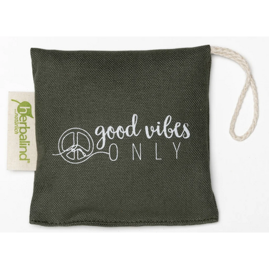 Duftsachet mit Füllung Minze in Olivgrün Grün Muster Unifarben mit Aufdruck von herbalind Größe 10x10 cm