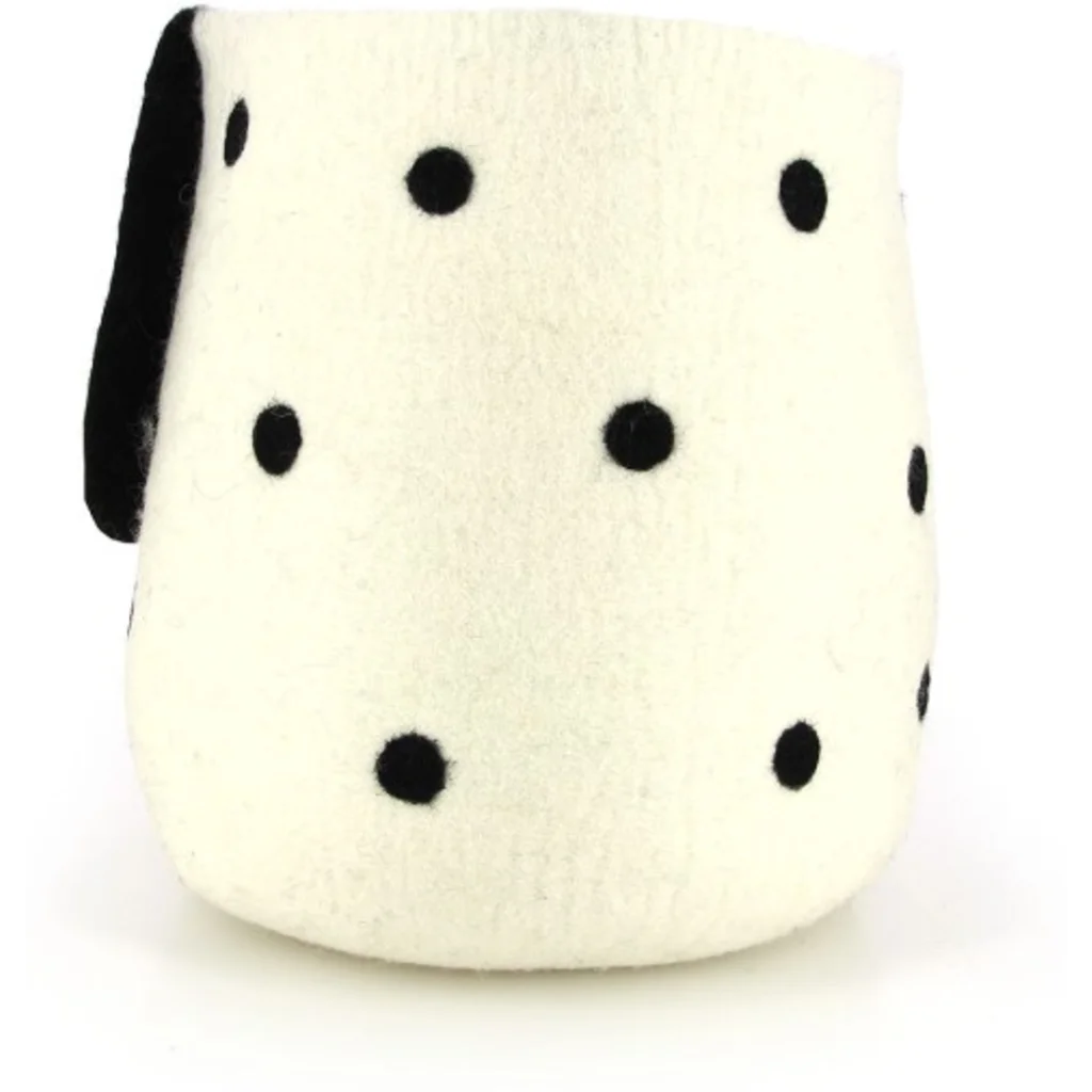 Filz Kinder-Korb Hund in Weiß+Schwarz Muster Hund von GLOBO Größe 35x25x35 cm