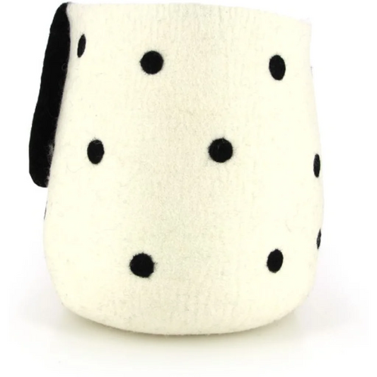 Filz Kinder-Korb Hund in Weiß+Schwarz Muster Hund von GLOBO Größe 35x25x35 cm