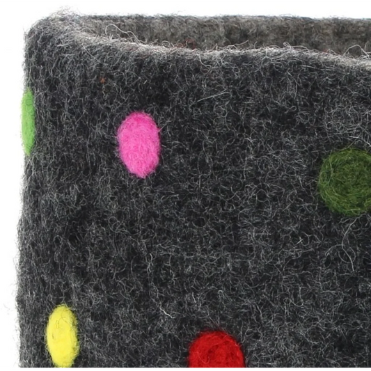 Filz Korb Dots in Anthrazit Grau Muster Dots von GLOBO Größe Ø 21 cm Höhe 27 cm