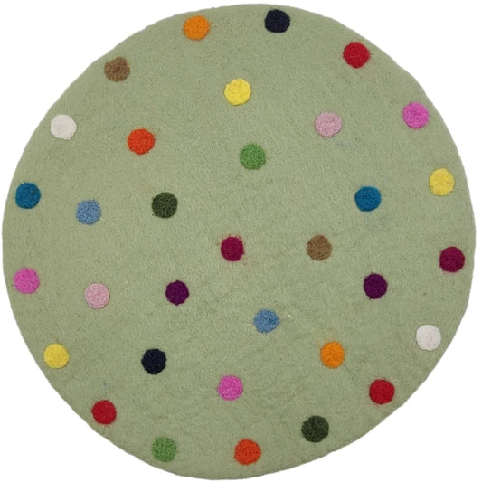 Filz Sitzkissen rund Dots in Hellgrün Grün Muster Dots von Frida Feeling Größe Ø 35 cm