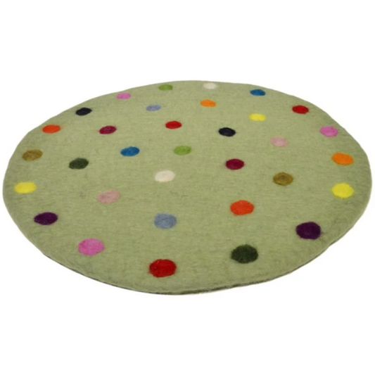 Filz Sitzkissen rund Dots in Hellgrün Grün Muster Dots von Frida Feeling Größe Ø 35 cm