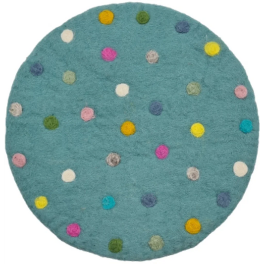 Filz Sitzkissen rund Dots Pastell in Mint Blau Muster Dots von Frida Feeling Größe Ø 35 cm