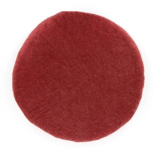 Filz Sitzkissen rund mit Füllung Recycling-Wolle in Rost Rot von GLOBO Größe Ø 48 cm