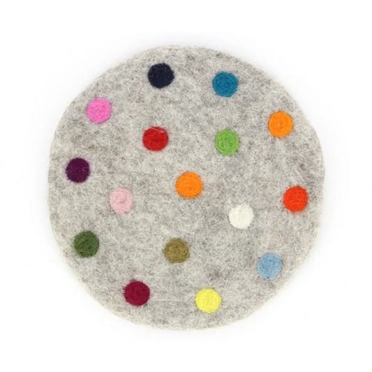 Filz Untersetzer rund Dots in Hellgrau Grau Muster Dots von GLOBO Größe Ø 21 cm
