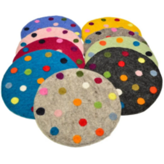 Filz Untersetzer rund Dots in Mint Blau Muster Dots von Frida Feeling Größe Ø 20 cm