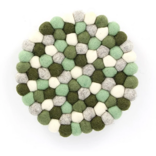 Filz Untersetzer rund mit großen Kugeln in Creme+Hellgrau+Hellgrün+Khaki Creme+Grau+Grün+Grün Muster Bunt von GLOBO Größe Ø 21 cm