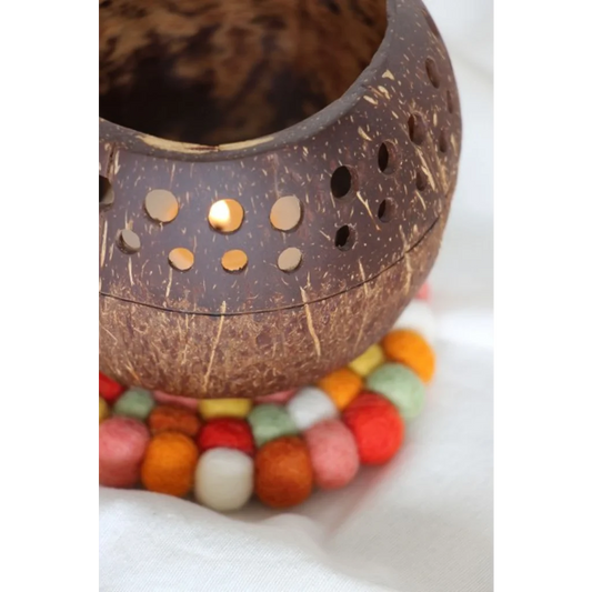 Filz Untersetzer rund mit kleinen Kugeln in Rot+Orange+Gelb+Hellgrün Rot+Orange+Gelb+Grün Muster Bunt von GLOBO Größe Ø 10 cm