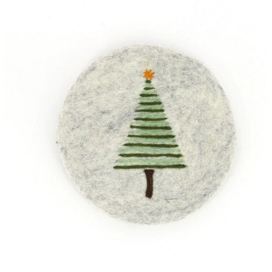 Filz Untersetzer rund Weihnachtsbaum in Hellgrau Grau Muster Weihnachtsbaum von GLOBO Größe Ø 21 cm