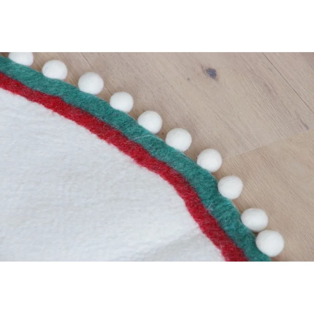 Filz Weihnachtsbaumdecke mit Kugelbordüre in Weiß von GLOBO Größe Ø 120 cm