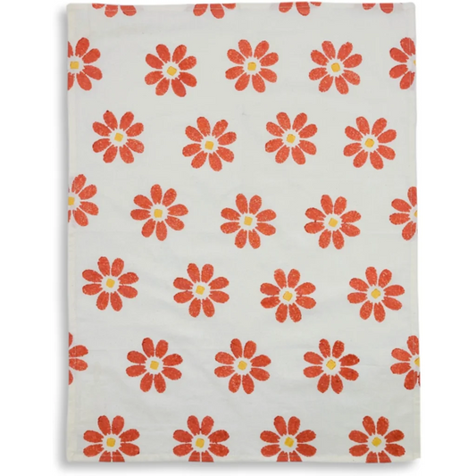 Geschirrtuch Blumen in Rot+Orange Muster Blumen von Frida Feeling Größe 50x65 cm
