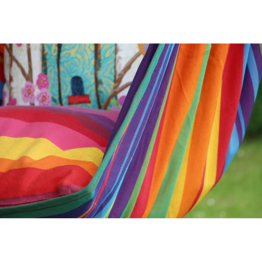 Hängesessel ATACO in Gelb+Rot+Lila+Blau Muster Streifen von GLOBO Größe 120x130 cm