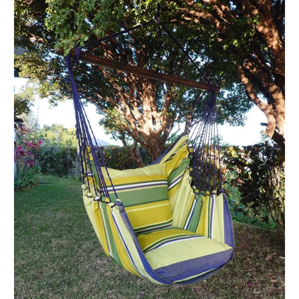 Hängesessel PESCADOR in Hellgrün+Grün+Dunkelblau Grün+Grün+Blau Muster Streifen von GLOBO Größe 120x130 cm